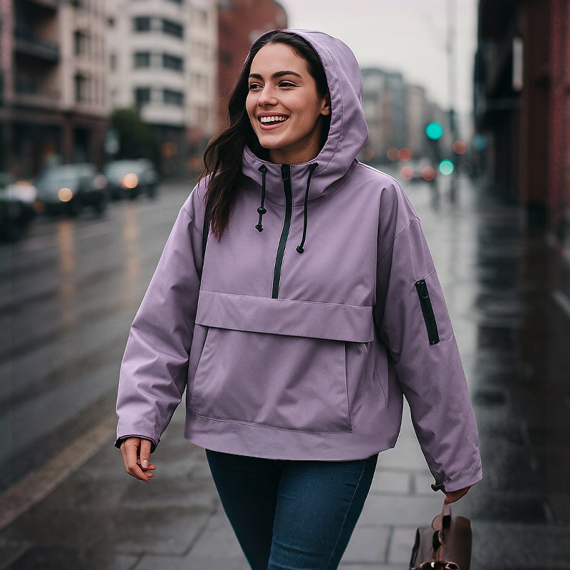 Waterproof Anorak Rain Jacket worn in the city