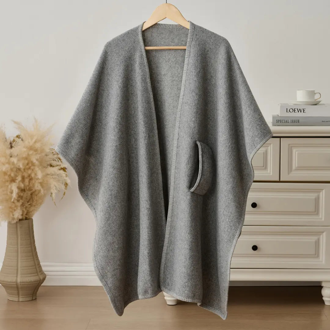 Fleece Drape Wrap in Black