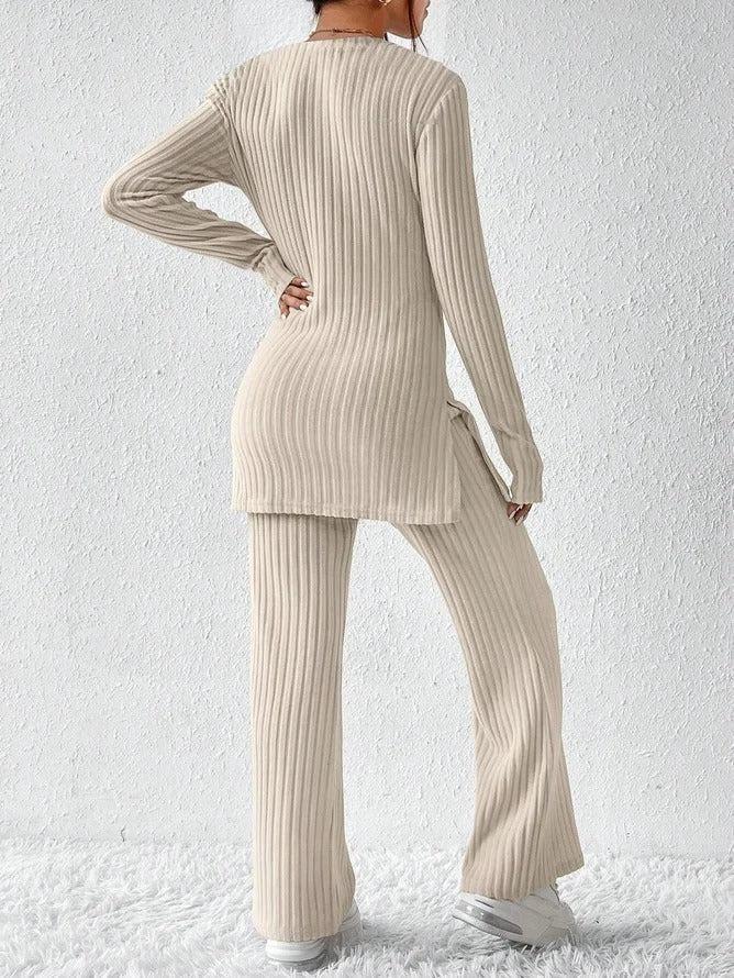 Apricot Round Neck Two Piece Set
