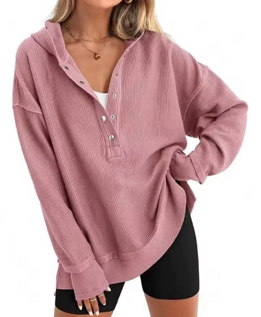 Waffle Knit Henley Hoodie