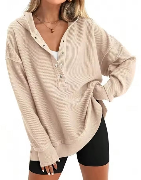 Waffle Knit Henley Hoodie