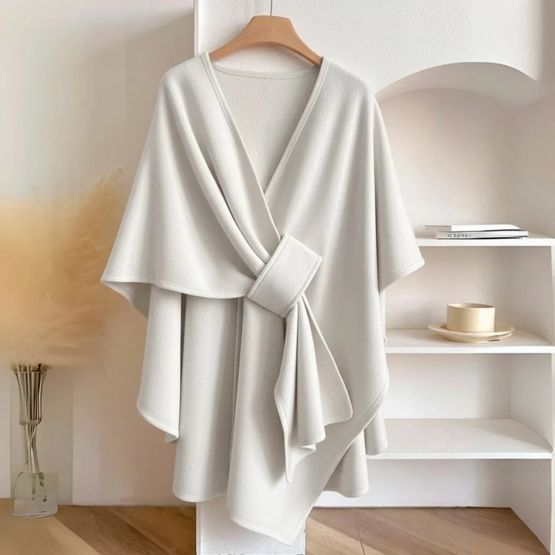 Fleece Drape Wrap in White