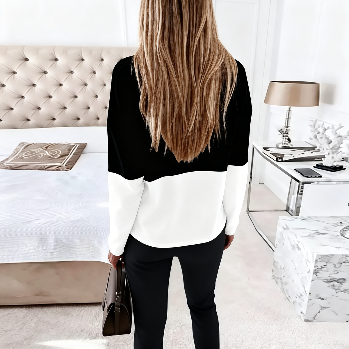 Basic Color Block Two Piece Set