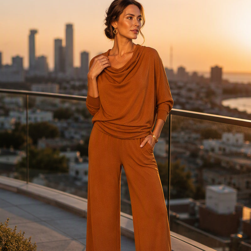 Olympic Village Cowl Neck Two-Piece Set
