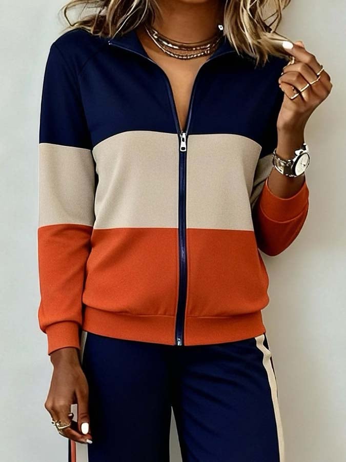 Comfy Zip Up Long Sleeve Two Piece Set