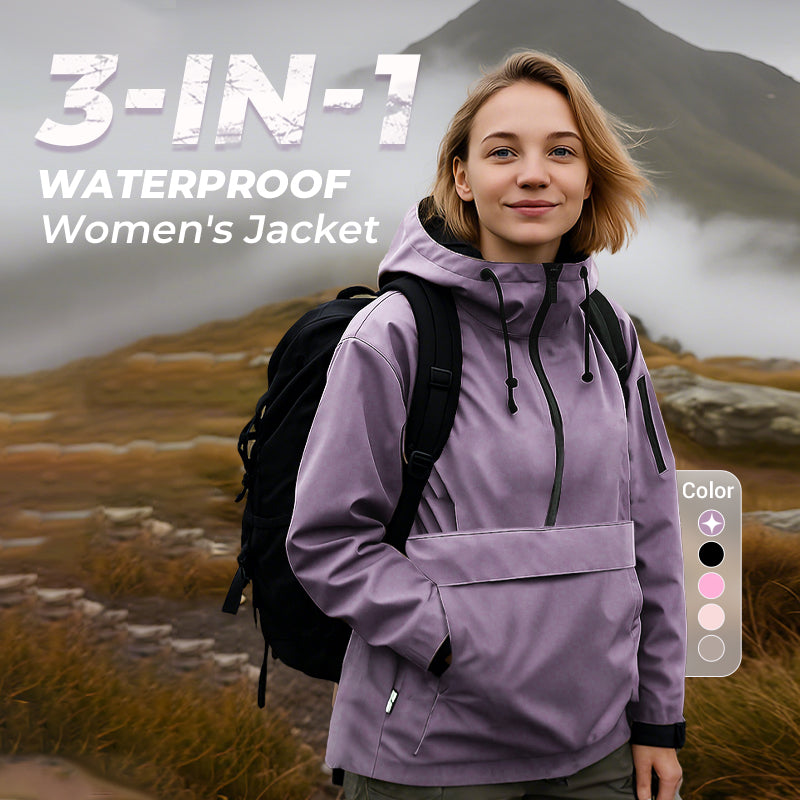 Waterproof Anorak Rain Jacket worn with a backpack outdoors