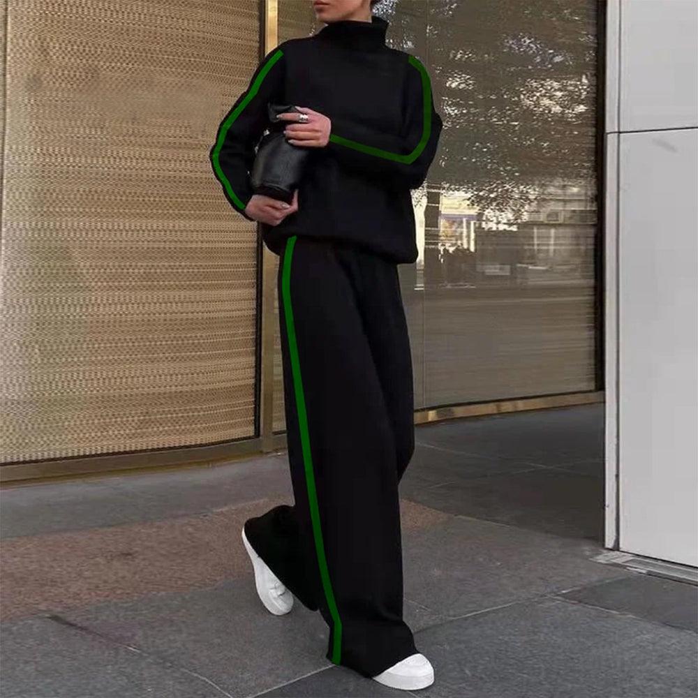 Stylish Black Round Neck Two Piece Set
