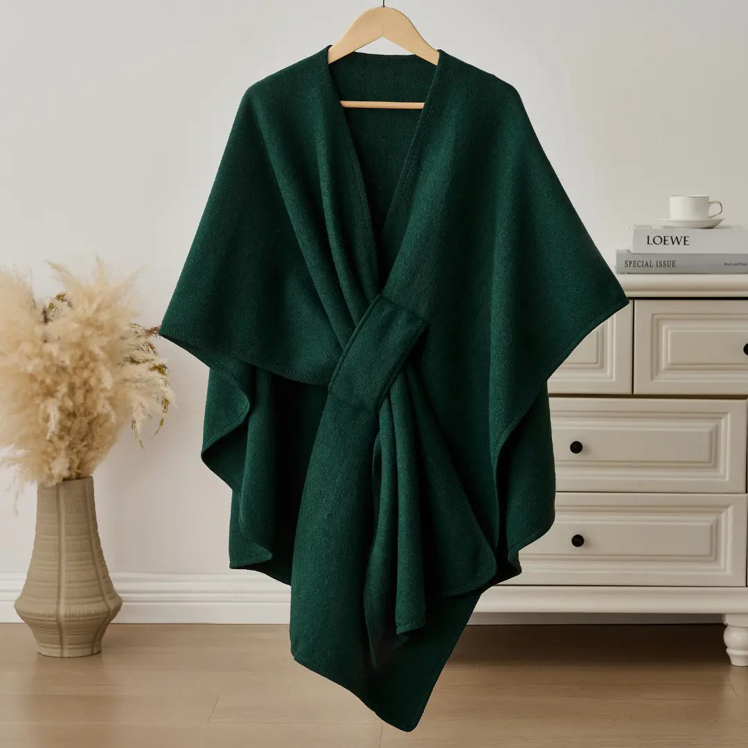 Fleece Drape Wrap in Khaki