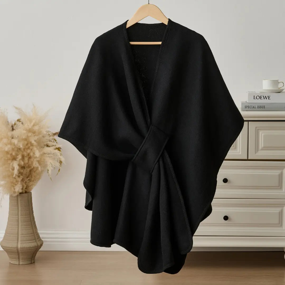 Fleece Drape Wrap in Wine Red