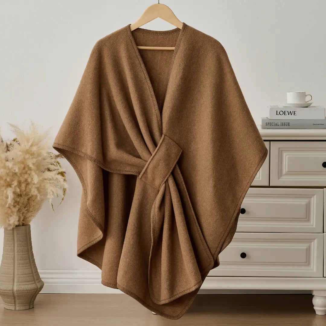 Fleece Drape Wrap in Dark Green