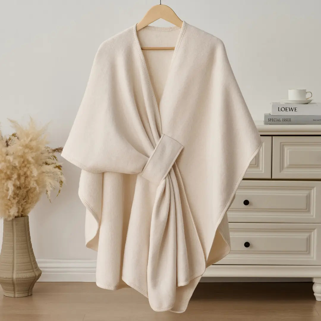 Fleece Drape Wrap in Beige