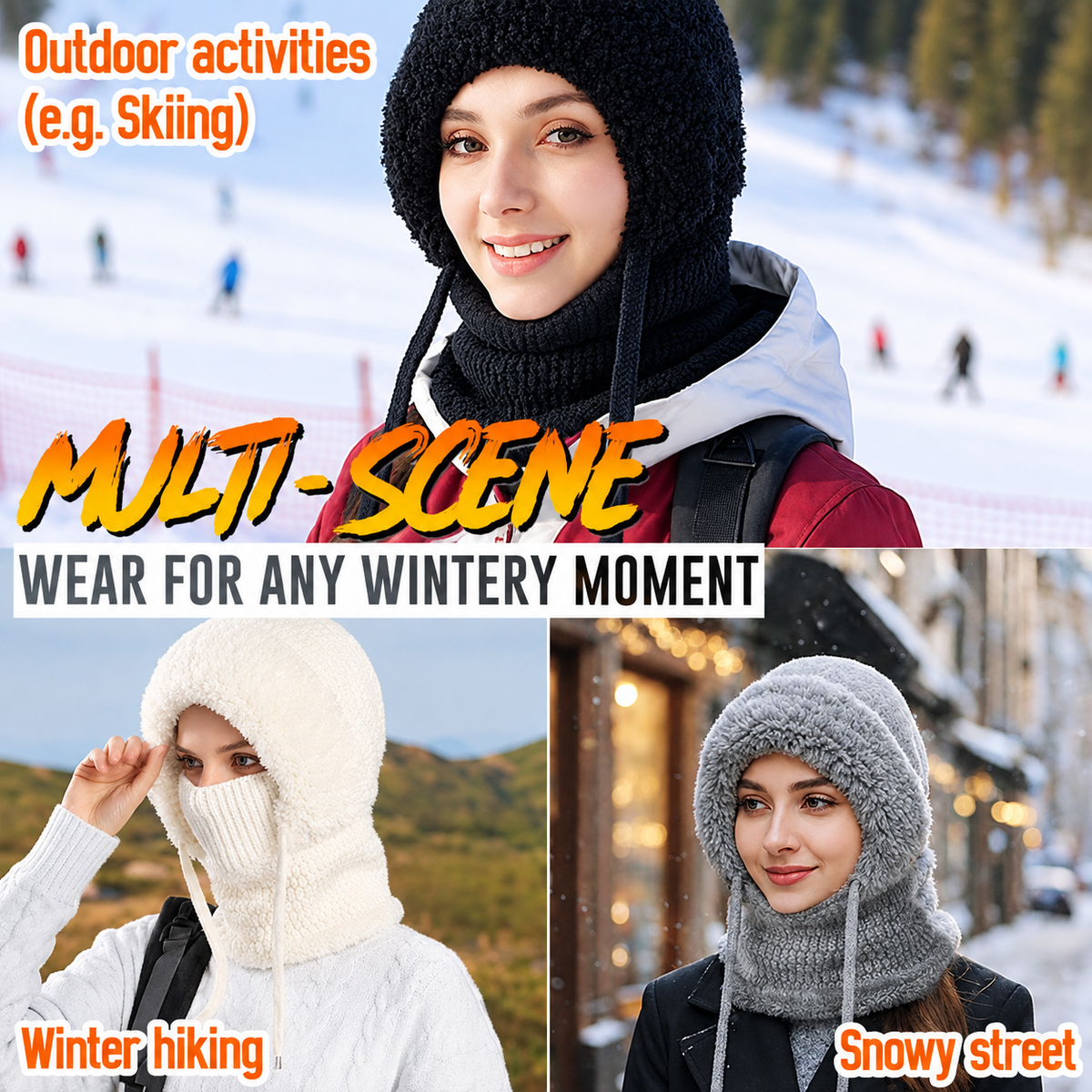 Grouse 4-in-1 Fleece-Lined Beanie Scarf