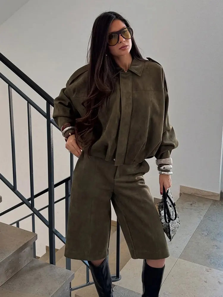 Railtown Cropped Suede Bomber