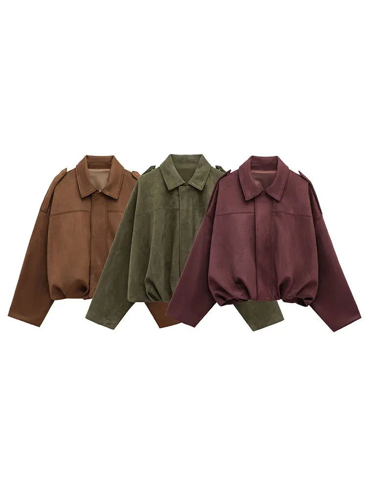 Railtown Cropped Suede Bomber