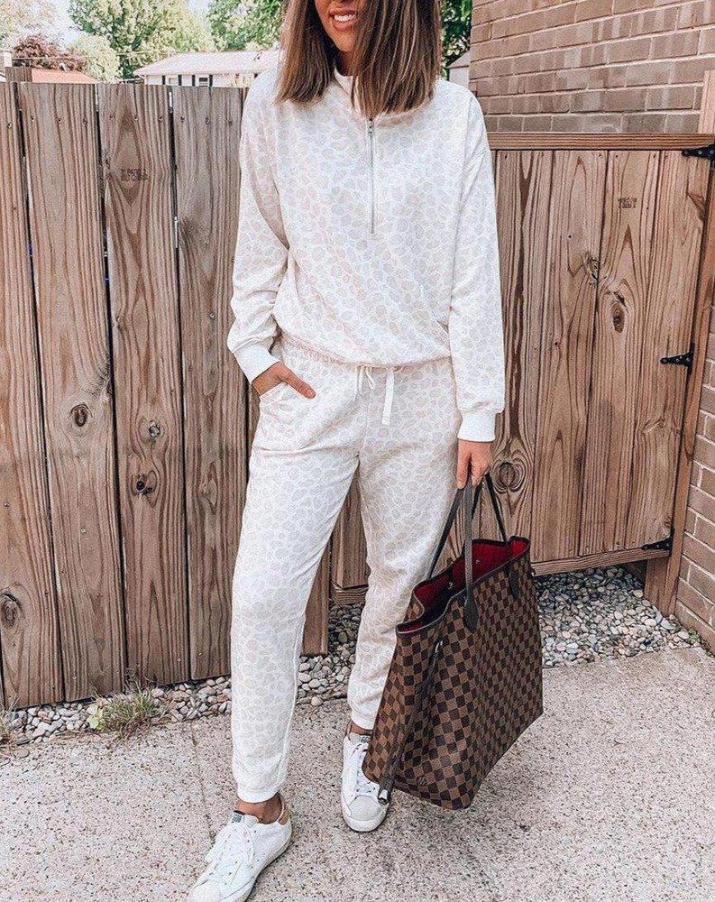 Long Sleeve 1/2 Zip Pullover And Lounge Pants Set