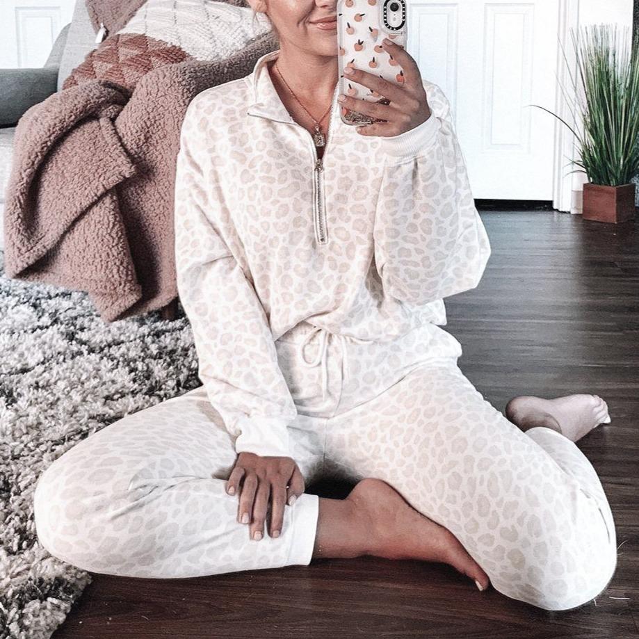 Long Sleeve 1/2 Zip Pullover And Lounge Pants Set