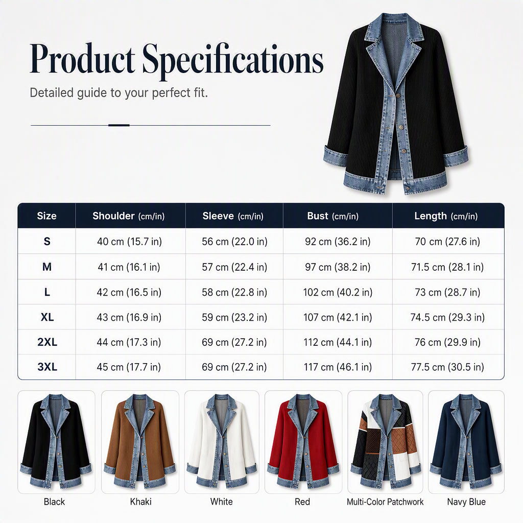 Gastown Denim Spliced Ribbed Knit Jacket