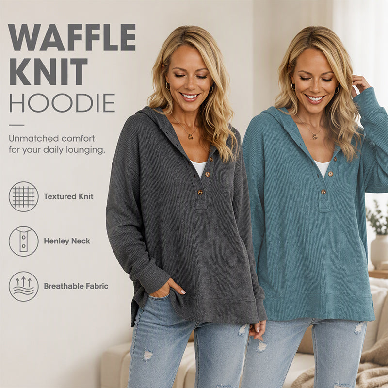 Waffle Knit Henley Hoodie